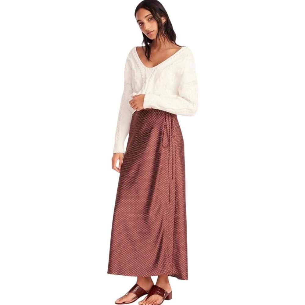 Satin Polka Dot Wrap Maxi